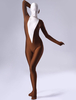 Faschingskostüm Hochwertiger Elastan Zentai mit Farbblock in Weiß und Braun