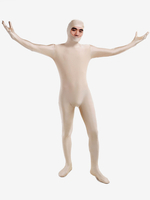 Faschingskostüm Hochwertiger Unisex Zentai aus Elastan in Ekrü-Weiß