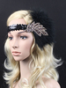 Faschingskostüm Hut Damen Kostüm in Schwarz und Flapper-Style für Party Kopfschmuck Feder und Damen