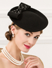 Faschingskostüm Hut Kostüm Stil mit Pop-Art Muster in Flapper-Style in Schwarz für Damen im eleganten Wolle Wollware