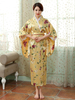Faschingskostüm Japanische Kostüme für Erwachsene Gelbes Kimono-Polyester-Satin-Kleid Orientalische Feiertagskostüme Karneval Kostüm