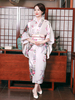 Faschingskostüm Japanische Kostüme für Erwachsene Hellrosa Kimono-Polyester-Satin-Kleid Orientalische Feiertagskostüme Karneval Kostüm