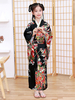 Faschingskostüm Japanische Kostüme für Kinder Schwarzes Kimono-Polyester-Satin-Kleid Orientalische Feiertagskostüme Karneval Kostüm
