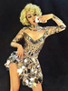Faschingskostüm Jazz Dance Kostüm Frauen Perlen Sexy Long Sleeve Glitter Nachtclub Wear Karneval Kostüm
