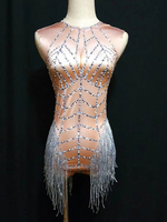 Faschingskostüm Jazz Dance Kostüm Karneval Sexy Frauen Beading Quasten Mini Overalls Karneval Kostüm