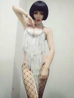 Faschingskostüm Jazz Dance Kostüm Quasten Perlen Bodysuits Frauen Sexy Nachtclub Tragen Karneval Kostüm Karneval Kostüm
