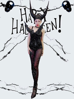 Faschingskostüm Jazz Dance Kostüm Sexy Frauen Jumpsuit Black Friesen Nachtclub tragen Karneval Kostüm Karneval Kostüm