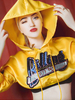 Faschingskostüm Jazz Dance Kostüm Top Gelbe Pailletten Buchstaben Frauen Nachtclub Tragen Hoodie Crop Top