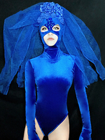 Faschingskostüm Jazz Dance Kostüme Blau Frauen Body Mit Beinwärmer 2 Stück Tanzabnutzung Karneval Kostüm
