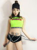 Faschingskostüm Jazz Dance Kostüme Frauen Brief Drucken Crop Top Mit Riemchen Shorts 2 Stück Tanzabnutzung Karneval Kostüm Karneval Kostüm