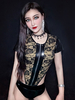 Faschingskostüm Jazz Dance Kostüme Frauen Lace Zipper Jumpsuit Schwarz 2 Stück Dancing Wear Karneval Kostüm
