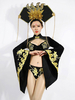 Faschingskostüm Jazz Dance Kostüme im chinesischen Stil Schwarz Damen Shorts Top-BH 3-teiliges Set Tanzbekleidung Karneval Kostüm Karneval Kostüm