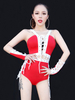 Faschingskostüm jazz Tanz kostüm Polyester Polyester für Damen im schicken & modischen Style mit Farbblock Jazz Dance in Rot Overall&mit Armstuplen Karneval Kostüm