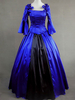 Faschingskostüm Karneval Blaues Lolita Ballkleid mit langen Ärmeln und Schnürung