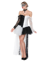 Faschingskostüm Karneval Gothic Kostüm Weiß Damen Tüll Rock Und Korsett Karneval Kostüm