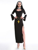 Faschingskostüm Karneval Kostüm-Kostüm Schwarzes Kleid Hood Polyester Frauen Nonne Set Karneval Urlaub Kostüme Karneval Kostüm