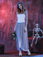 Faschingskostüm Karneval Kostüm-Kostüm Weiß Headwear Kleid Polyester Damen Corpse Bride Set Urlaub Kostüme Karneval Kostüm