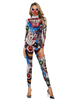 Faschingskostüm Karneval Kostüm-Kostüme Hellgrau Frauen Scary Trikot Overall Polyester 3D-Druck Overall Urlaub Kostüme Karneval Kostüm