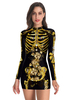 Faschingskostüm Karneval Kostüm-Kostüme Schwarzgold 3D-Druck für Erwachsene Gruseliges Minikleid Polyester Karneval Kostüm Figurbetonte Urlaubskostüme Karneval Kostüm