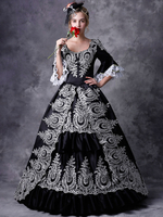 Faschingskostüm Karneval Kostüm Mittelalter Kleidung 1/2 Ärmel Schwarz Barock Kostüm Rokoko Kleid Renaissance Kleidung Viktorianische Königin Kostüm Vintage Kostüm Karneval Kostüm