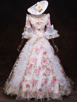 Faschingskostüm Karneval Kostüm Mittelalter Kleidung 1/2 Ärmel Weiß Barock Kostüm Rokoko Kleid Renaissance Kleidung Viktorianische Königin Kostüm Vintage Kostüm Karneval Kostüm
