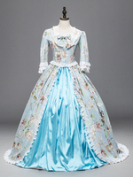 Faschingskostüm Karneval Kostüm Mittelalter Kleidung 3/4 Ärmel Blau und Spitzen und Rüschen Barock Kostüm Rokoko Kleid Renaissance Kleidung Viktorianische Königin Kostüm Karneval Kostüm