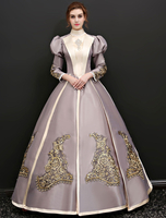 Faschingskostüm Karneval Kostüm Mittelalter Kleidung 3/4 Ärmel Silber-grau Barock Kostüm Rokoko Kleid Renaissance Kleidung Viktorianische Königin Kostüm Vintage Kostüm Karneval Kostüm