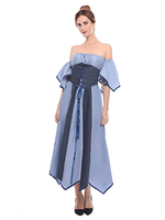 Faschingskostüm Karneval Kostüm Mittelalter Kleidung kurze Ärmel Babyblau Barock Kostüm Rokoko Kleid Renaissance Kleidung Viktorianische Königin Kostüm Vintage Kostüm Karneval Kostüm