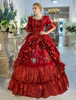 Faschingskostüm Karneval Kostüm Mittelalter Kleidung kurze Ärmel Rot Barock Kostüm Rokoko Kleid Renaissance Kleidung Viktorianische Königin Kostüm Vintage Kostüm Karneval Kostüm