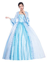 Faschingskostüm Karneval Kostüm Mittelalter Kleidung Lange Ärmel Babyblau und zappelnden Rüschen Barock Kostüm Rokoko Kleid Renaissance Kleidung Karneval Kostüm