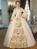 Faschingskostüm Karneval Kostüm Mittelalter Kleidung Lange Ärmel Beige Barock Kostüm Rokoko Kleid Renaissance Kleidung Viktorianische Königin Kostüm Vintage Kostüm Karneval Kostüm