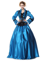 Faschingskostüm Karneval Kostüm Mittelalter Kleidung Lange Ärmel Blau Barock Kostüm Rokoko Kleid Renaissance Kleidung Viktorianische Königin Kostüm Vintage Kostüm Karneval Kostüm