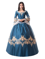 Faschingskostüm Karneval Kostüm Mittelalter Kleidung Lange Ärmel Blaugrün Barock Kostüm Rokoko Kleid Renaissance Kleidung Viktorianische Königin Kostüm Vintage Kostüm Karneval Kostüm
