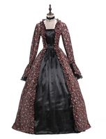Faschingskostüm Karneval Kostüm Mittelalter Kleidung Lange Ärmel Braun Barock Kostüm Rokoko Kleid Renaissance Kleidung Viktorianische Königin Kostüm Vintage Kostüm Karneval Kostüm