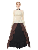 Faschingskostüm Karneval Kostüm Mittelalter Kleidung Lange Ärmel Braun Barock Kostüm Rokoko Kleid Renaissance Kleidung Viktorianische Königin Kostüm Vintage Kostüm Karneval Kostüm