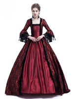 Faschingskostüm Karneval Kostüm Mittelalter Kleidung Lange Ärmel Burgunderrot Barock Kostüm Rokoko Kleid Renaissance Kleidung Viktorianische Königin Kostüm Vintage Kostüm Karneval Kostüm