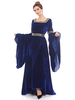 Faschingskostüm Karneval Kostüm Mittelalter Kleidung Lange Ärmel Dunkelblau Barock Kostüm Rokoko Kleid Renaissance Kleidung Viktorianische Königin Kostüm Vintage Kostüm Karneval Kostüm