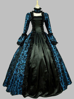 Faschingskostüm Karneval Kostüm Mittelalter Kleidung Lange Ärmel Dunkelblau und Spitzen und Rüschen Barock Kostüm Rokoko Kleid Renaissance Kleidung Karneval Kostüm