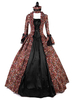 Faschingskostüm Karneval Kostüm Mittelalter Kleidung Lange Ärmel Dunkelbraun und Spitzen und Rüschen Barock Kostüm Rokoko Kleid Renaissance Kleidung Karneval Kostüm