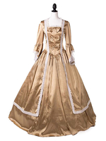 Faschingskostüm Karneval Kostüm Mittelalter Kleidung Lange Ärmel Gold und Spitzen und Rüschen Barock Kostüm Rokoko Kleid Renaissance Kleidung Viktorianische Königin Kostüm Karneval Kostüm
