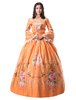 Faschingskostüm Karneval Kostüm Mittelalter Kleidung Lange Ärmel Orange Barock Kostüm Rokoko Kleid Renaissance Kleidung Viktorianische Königin Kostüm Vintage Kostüm Karneval Kostüm