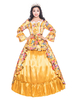 Faschingskostüm Karneval Kostüm Mittelalter Kleidung Lange Ärmel Orange und Printmuster und Schleife Barock Kostüm Rokoko Kleid Renaissance Kleidung Karneval Kostüm