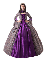 Faschingskostüm Karneval Kostüm Mittelalter Kleidung Lange Ärmel Purpur Barock Kostüm Rokoko Kleid Renaissance Kleidung Viktorianische Königin Kostüm Vintage Kostüm Karneval Kostüm