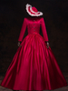 Faschingskostüm Karneval Kostüm Mittelalter Kleidung Lange Ärmel Rot Barock Kostüm Rokoko Kleid Renaissance Kleidung Viktorianische Königin Kostüm Vintage Kostüm Karneval Kostüm