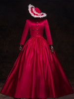 Faschingskostüm Karneval Kostüm Mittelalter Kleidung Lange Ärmel Rot Barock Kostüm Rokoko Kleid Renaissance Kleidung Viktorianische Königin Kostüm Vintage Kostüm Karneval Kostüm