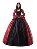 Faschingskostüm Karneval Kostüm Mittelalter Kleidung Lange Ärmel Rot und Printmuster und Rüschen Barock Kostüm Rokoko Kleid Renaissance Kleidung Karneval Kostüm