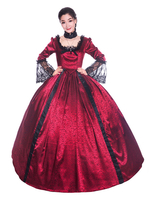Faschingskostüm Karneval Kostüm Mittelalter Kleidung Lange Ärmel Rot und Schleife Barock Kostüm Rokoko Kleid Renaissance Kleidung Viktorianische Königin Kostüm Karneval Kostüm