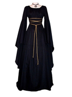 Faschingskostüm Karneval Kostüm Mittelalter Kleidung Lange Ärmel Schwarz Barock Kostüm Rokoko Kleid Renaissance Kleidung Viktorianische Königin Kostüm Vintage Kostüm Karneval Kostüm
