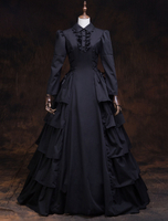 Faschingskostüm Karneval Kostüm Mittelalter Kleidung Lange Ärmel Schwarz Barock Kostüm Rokoko Kleid Renaissance Kleidung Viktorianische Königin Kostüm Vintage Kostüm Karneval Kostüm