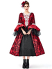 Faschingskostüm Karneval Kostüm Mittelalter Kleidung Rot und Print und Spitzen Barock Kostüm Rokoko Kleid Renaissance Kleidung Viktorianische Königin Kostüm Vintage Kostüm Karneval Kostüm